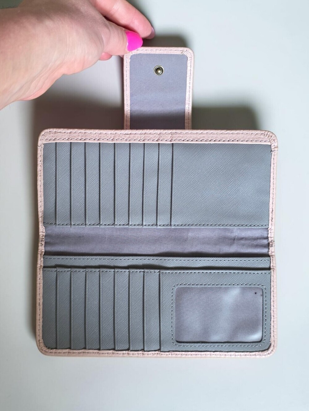 Fossil Dusty Rose Bifold Organizer Pebbled Leather Wallet Card Holder Wallet - Picture 4 of 13